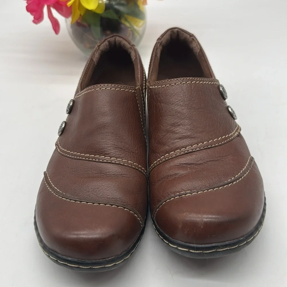 Clarks Bendables Brown Leather Loafers Slip-Ons Size 9 MCL7972A